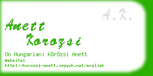 anett korozsi business card